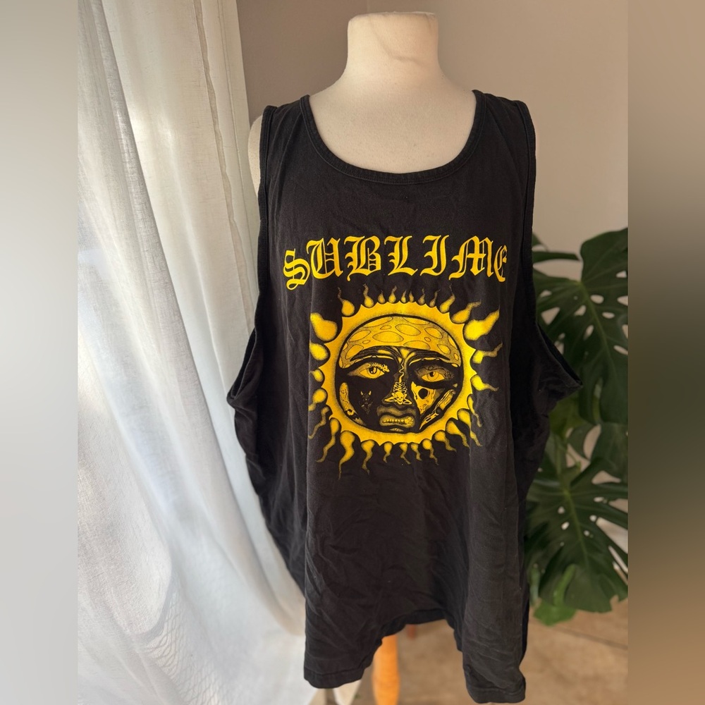 Sublime‎ Band Tank Top Sun Logo Graphic – Black 100% Cotton Shaka Active 5XL